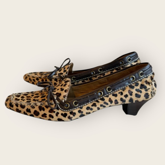 Eddie Bauer Cheetah Animal Print Calf Hair Heels Sz 8 - Picture 1 of 8